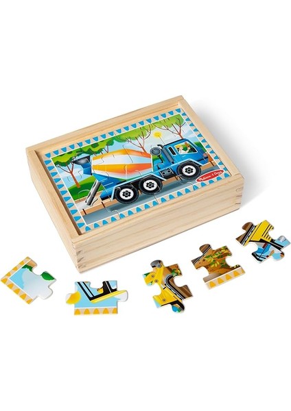&amp; Doug Ahşap 12X4 Yapboz Seti - Inşaat Araçları