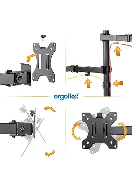 EF74 Steel Design 2-8 kg Çift Kol Asansörlü 17"-32" Monitör&amp;10-17" Laptop Standı modelleri