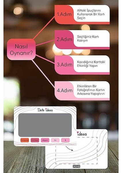 Date Ideas, Sevgili ile Yapılacak 32 Şey Fikir Kartı, Kazı Kazan Randevu Kartları,sevgiliye Hediye fırsatları