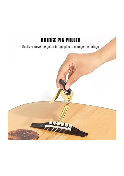 C3 Gitar Kapo, 4'ü 1 Arada Gitar Capo ve Köprü Pimi Çekici, Gitar Kaposu Için Akustik Gitar Elektro Gitar Klasik Gitar Bas Gitar Ukulele Banjo Mandolin, 3 Silikon Kafa, Gitar Aksesuarı, Altın modelleri