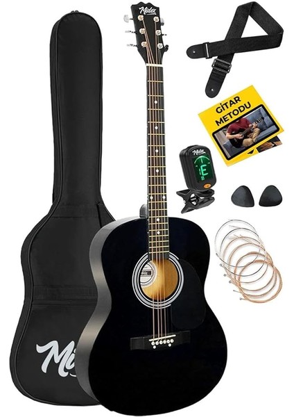 RG-530BK Kaliteli Siyah 40 Inç Akustik Gitar Seti 4/4 Yetişkin