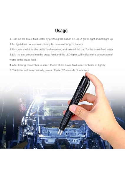 Fren Hidroliği Sıvı Test Kalem Otomatik Fren Yağı Nem Analiz 5 LED Göstergeleri ile Dot3 Için Dot4 Dot5 indirimleri