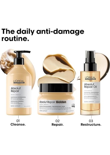 Professionnel Paris Serie Expert Absolut Repair Yıpranmış Saçlar Için Onarıcı Altın Maske 250ML indirimleri