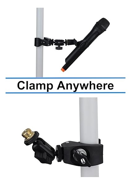 Mic Yengeç Kelepçe Mikrofon Dağı Çift Top Kafa Ayarlı 1/4 "ila 5/8" Bakır Vida, Mic Standı, Davul Standı, Masaüstü Raf Uyar modelleri