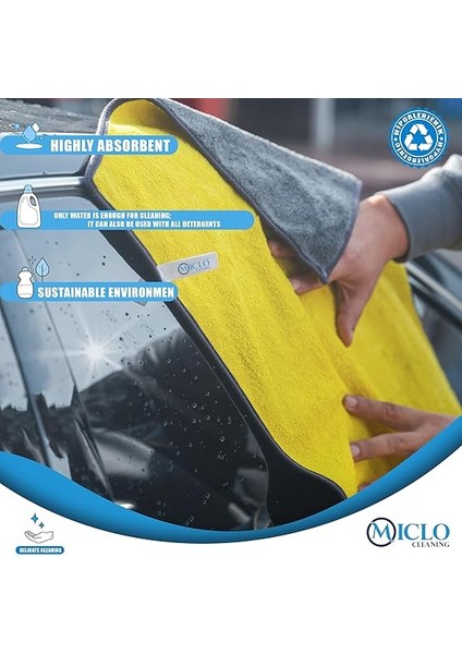 Cleanıng | 750 Gsm Çift Taraflı Ultra Emici Otomobil, Araba, Kaporta Kurulama Bezi | 50X70CM | Mega Boy | Sarı fırsatları