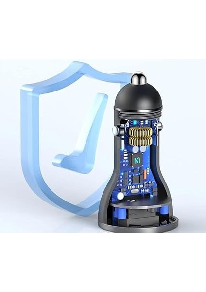 CC-5670 95W 1xtype-C ve 1xusb Girişli Dijital Göstergeli Araç Çakmak Şarjı, Siyah modelleri