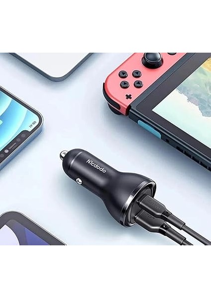 CC-5670 95W 1xtype-C ve 1xusb Girişli Dijital Göstergeli Araç Çakmak Şarjı, Siyah fırsatları