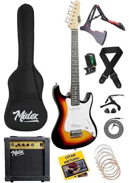 CEG-36SB 8-12 Yaş Çocuklar Için Amfili Full 3/4 36 Inç Elektro Gitar Seti Sunburs