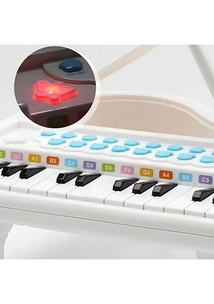 Mp3 Çalar Özellikli 24 Tuşlu Mikrofonlu Mini Piyano Jak Girişi Harici Hoparlör (Beyaz) fırsatları