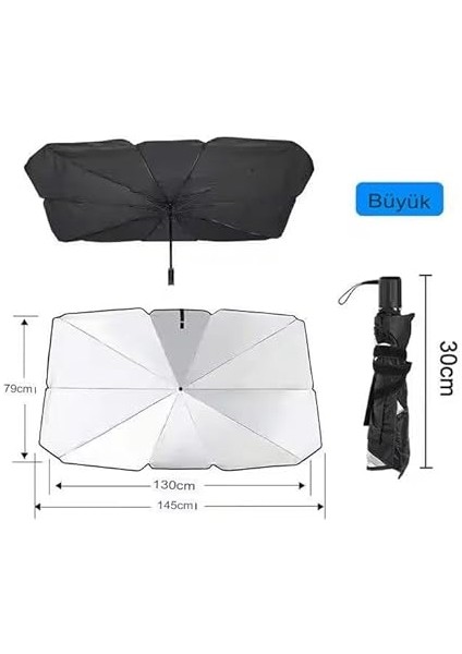 Hoala Araç Içi Ön Cam Güneşliği, Katlanabilir Şemsiye Şeklinde Otomobil Ön Cam Güneşliği,%99 Etkin Koruma, Otomobil, Suv, (140 x 79 Cm) fırsatları