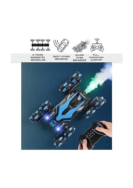 Oyuncak 2.4 Ghz Uzaktan Kumandalı Full Fonksiyon Drift Atan 8 Teker Buharlı Akrobat Araba (Kırmızı ve Mavi Iki Renk Seçeneği) (Mavi) fiyatları