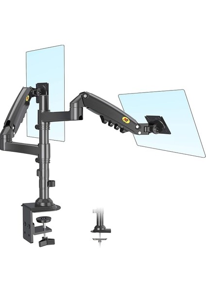 North Bayou Çift Monitör Kol Monitör Standı Masa Montaj Yüksekliği Ayarlanabilir 17 Ila 27 Inç Bilgisayar Ekranı Için Vesa Braketi - C Kelepçeli Her Monitör Için 20 Lbs'ye Kadar Tutar, Gromet Taban