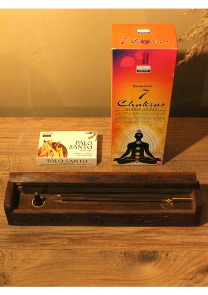 Ağaç Tabut Tütsülük & 10 Adet Palo Santo Konik Tütsü & 7 Çakra Çubuk 6lı Paket 250 Adet Tütsü fiyatları