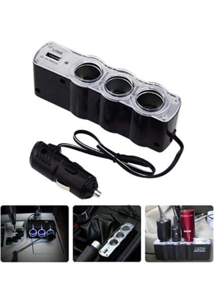 Group (7869) Araba Araç Oto Çakmak Çoklayıcı Çoğaltıcı Soketi USB Çakmaklık ile Uyumlu fiyatları