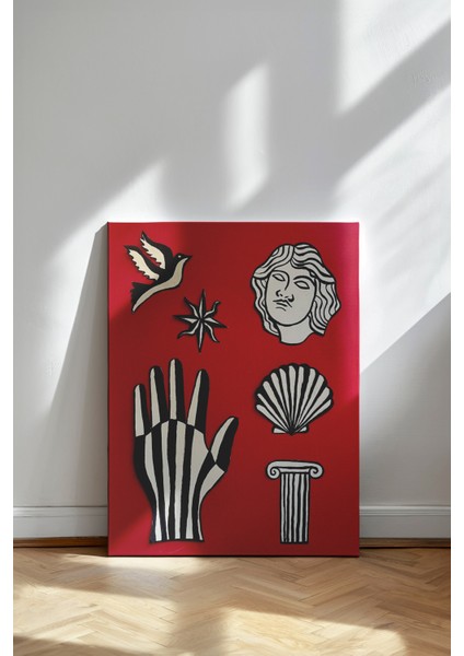 Kırmızı Ikonlar Poster - Kanvas Tablo - Modern Sanat Pop Art Figür Duvar Dekoru fiyatları