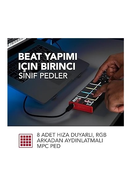 Professional Lpd8 - USB Mıdı Controller Mac ve Pc Için Duyarlı 8 Mpc Bateri Pedi, Atanabilir 8 Düğme ve Müzik Prodüksiyonu Yazılımı Dahil fiyatları