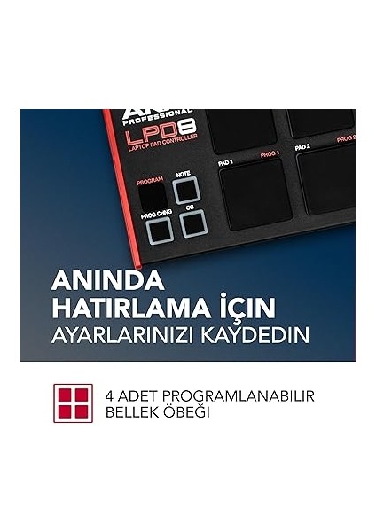 Professional Lpd8 - USB Mıdı Controller Mac ve Pc Için Duyarlı 8 Mpc Bateri Pedi, Atanabilir 8 Düğme ve Müzik Prodüksiyonu Yazılımı Dahil fırsatları