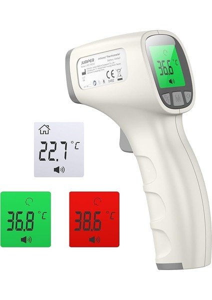 FR202 Kontaktlos Stirnthermometer – Kızılötesi Ateş Ölçer, Dijital Anında Ölçümü, Fieberalarm – Bebek, Yetişkinler Için Uygundur ve Yüzey Gri