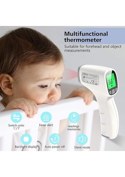FR202 Kontaktlos Stirnthermometer – Kızılötesi Ateş Ölçer, Dijital Anında Ölçümü, Fieberalarm – Bebek, Yetişkinler Için Uygundur ve Yüzey Gri fiyatları