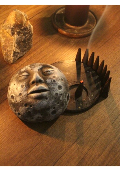 Ay Yüzü Taş Konik Tütsülük ve 10 Adet Palo Santo Konik Tütsü