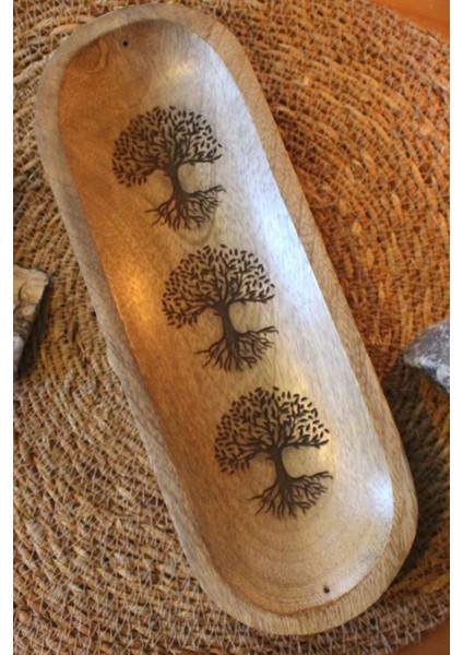 Ağaç Tasarımlı Oval Geniş Çubuk Tütsülük