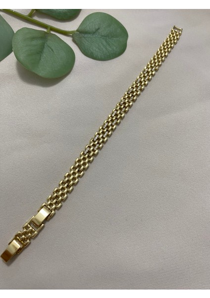 Xuping Gold Altın Kaplama Saat Kordonu Taşlı Hasır Kadın 14K Bileklik Suya Dayanıklı Hediyelik Zarif Tasarım 17 cm 19 cm Ayarlanabilir Bileklik