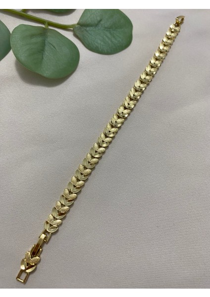 Xuping Gold Altın Kaplama Kadın 14K Başak Bileklik Suya Dayanıklı Kararma Yapmaz Günlük ve Özel Gün Kullanımına Uygun Hediyelik Yaprak Tasarım 17 cm 19 cm Ayarlanabilir Bileklik
