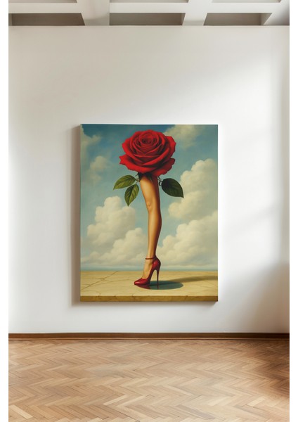 Kırmızı Topuk ve Gül - Kanvas Tablo - Sürrealizm Sanat Duvar Dekoru
