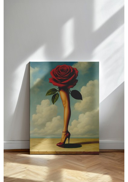 Kırmızı Topuk ve Gül - Kanvas Tablo - Sürrealizm Sanat Duvar Dekoru fiyatları