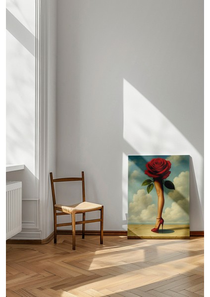Kırmızı Topuk ve Gül - Kanvas Tablo - Sürrealizm Sanat Duvar Dekoru modelleri