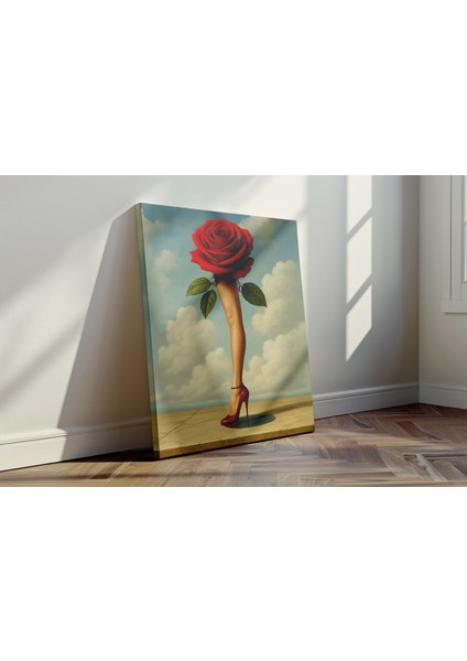 Kırmızı Topuk ve Gül - Kanvas Tablo - Sürrealizm Sanat Duvar Dekoru fırsatları
