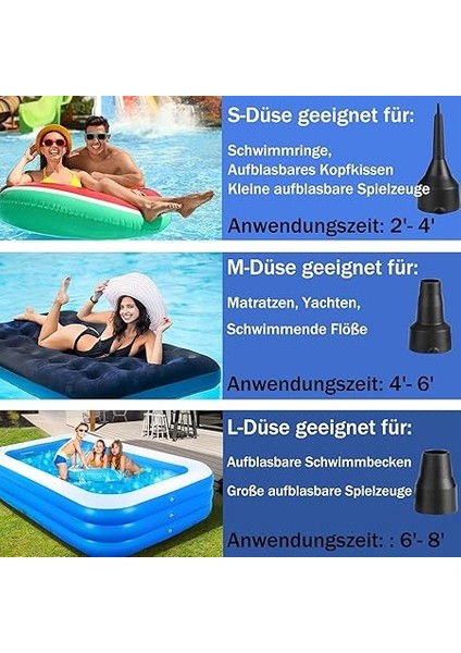 Luftpumpe Luftmatratze, 2 In 1 Luftpumpe Elektrisch Für Aufblasbar Und Ablassen, Pumpe Luftmatratze Mit 3 Düsen Für Luftmatratzen, Aufblasbarer Pool, Schwimmring indirimleri