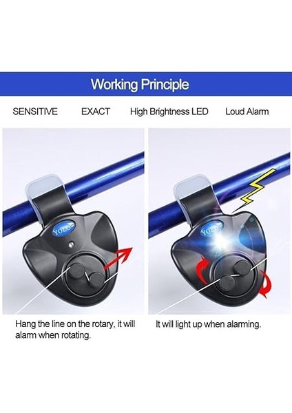 Yüksek Sesli Olta Balık Kamış Alarmı LED Işıklı Klipsli Alarm Evrensel Uyum indirimleri
