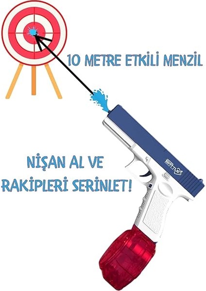 Elektrikli Su Tabancası Tam Otomatik 10M Fışkırtma Havuz Deniz Açık Hava Işıklı 300 ml Kapasiteli 500 Mah Bataryalı modelleri
