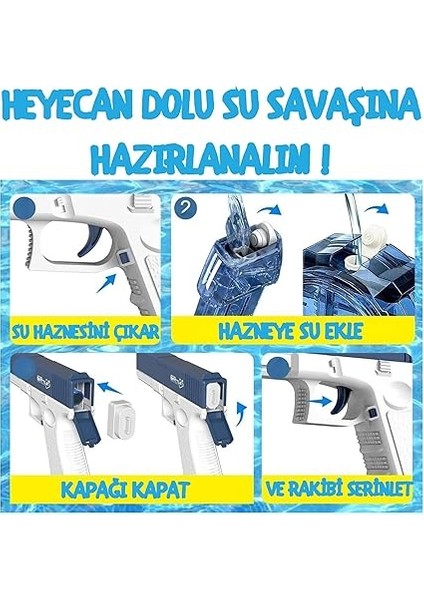 Elektrikli Su Tabancası Tam Otomatik 10M Fışkırtma Havuz Deniz Açık Hava Işıklı 300 ml Kapasiteli 500 Mah Bataryalı fırsatları