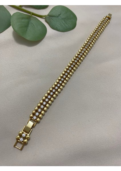 Xuping Xp Gold 14K Altın Kaplama Kadın Üç Sıralı Kordon Model Bileklik Suya Dayanıklı Kararma Yapmaz Günlük ve Özel Gün Kullanımına Uygun Hediyelik Zarif Tasarım 17 cm 19 cm Ayarlanabilir Bileklik