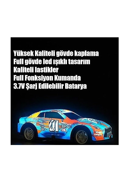 2.4 Ghz Rc Full Fonksiyon LED Işıklı Gövde 1:22 Şarjlı Uzaktan Kumandalı Drift Arabası (Turkuaz) fırsatları