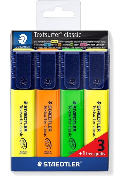 364S WP4P Textsurfer Highlighter 4'lü Blister 3 Renk 1 Renk Bedelsiz
