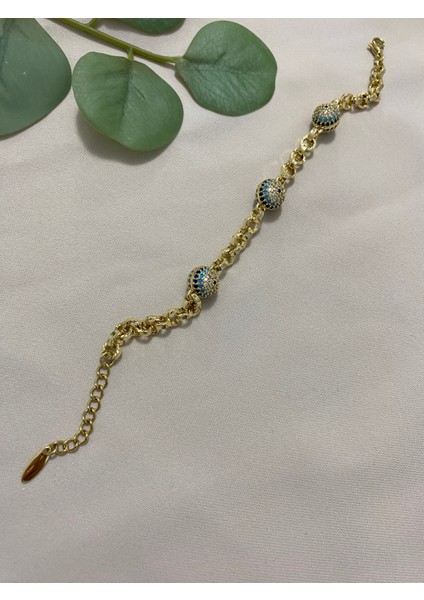 Xuping Xp Gold Altın Kaplama Kadın Nazar Boncuklu Bileklik Suya Dayanıklı Kararma Yapmaz Günlük ve Özel Gün Kullanımına Uygun Hediyelik Zarif Tasarım 17 cm 19 cm Ayarlanabilir Bileklik