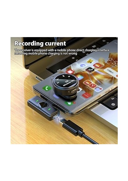 Yaka Mikrofonu Çift Mikrofon Klipsli Mikrofonlar Gürültü Azaltma Gecikme Yok Düğmesi Disk Şeklinde Kablolu Mikrofon Dijital Ekran Cep Telefonu Için Şarj Kutusu Canlı Yayın Kaydı Tak ve indirimleri