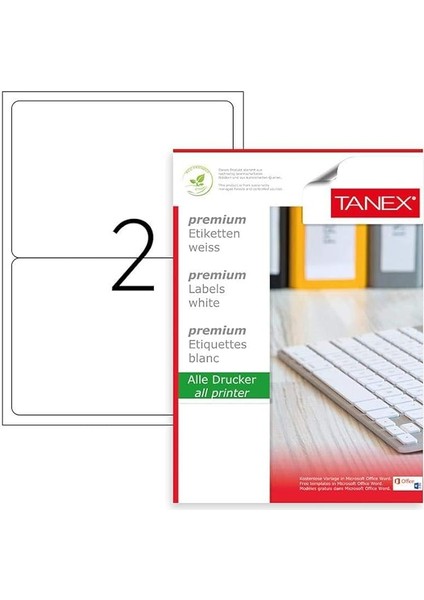 TW-2002 Lazer Postalama, Davetiye, Kargo Işleri Için Her Pakette 100 Sayfa Etiket, Beyaz