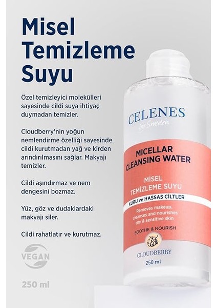 Cloudberry Misel Temizleme Suyu Kuru ve Hassas Ciltler (250 Ml) modelleri