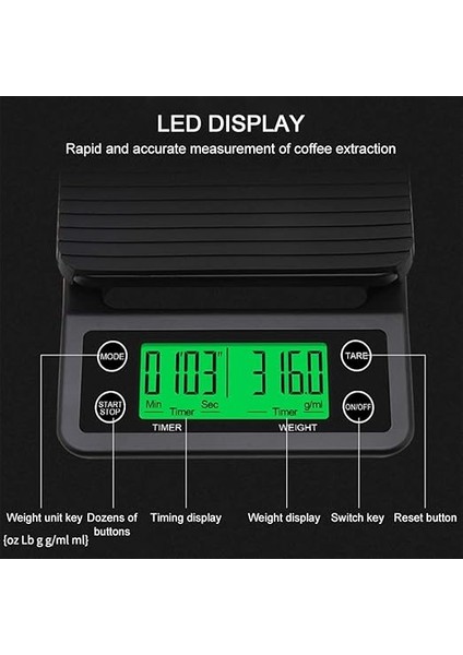 kg Zaman Ayarlı Hassas Kahve Terazisi Tartı 0.1gr Hassasiyet modelleri