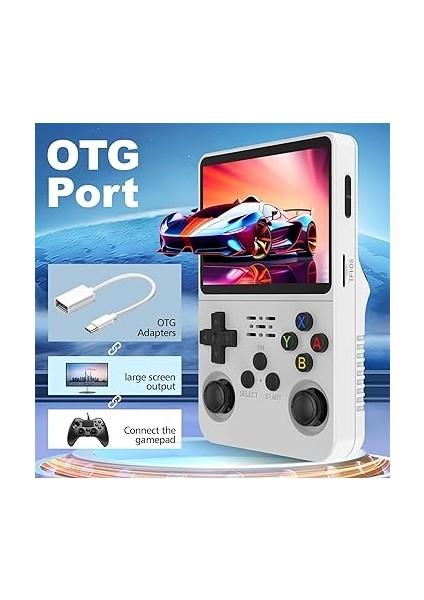 El Oyun Konsolu, Retro El Video Oyun Konsolu 3.5 Inç IPS Ekran Açık Kaynak Linux Sistemi Dahili 15000+ Oyun, 32G+64G Tf Kart, Beyaz indirimleri