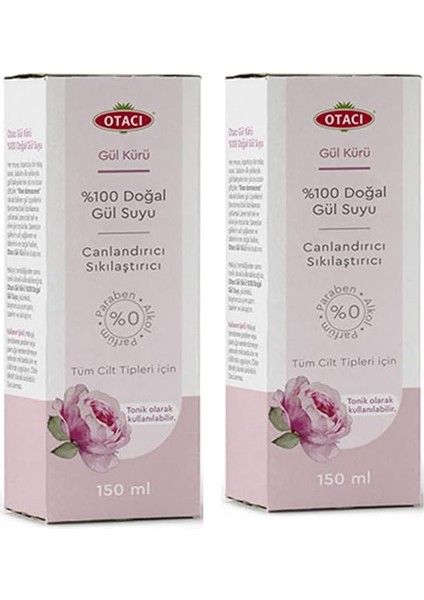 %100 Doğal Gül Suyu 150 ml x 2 Adet