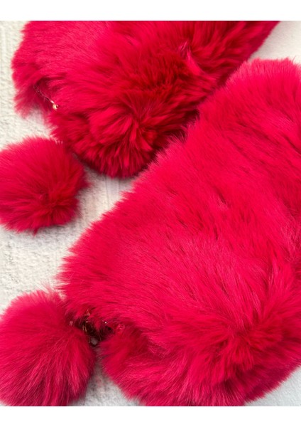 Ponponlu Peluş Koyu Pembe Kalem Kutu Kalemlik Toparlayıcı Çanta modelleri