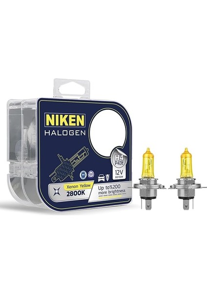12V H4 60/55W Sarı Işık Ampul 2800K, 2 Adet