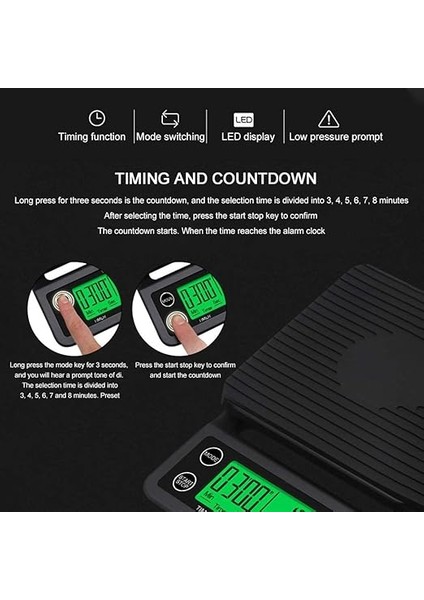 kg Zaman Ayarlı Hassas Kahve Terazisi Tartı 0.1gr Hassasiyet fırsatları