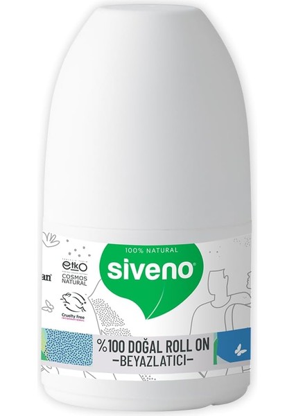 %100 Doğal Roll On Beyazlatıcı Etkili Deodorant Ter Kokusu Önleyici Bitkisel Lekesiz Vegan 50 ml