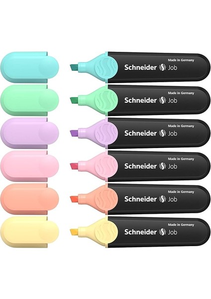 Job 150 Pastel Fosforlu Kalem (Turkuaz, Nane, Leylak, Pembe, Şeftali, Vanilya) 6'lı Kutu